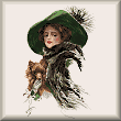 cross stitch pattern Woman with dog